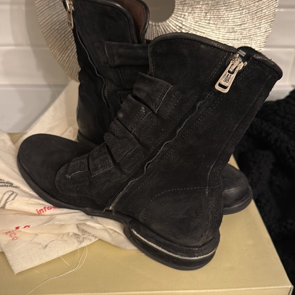 A.S.98 SUEDE /LEATHER DISTRESSED COMBATS 7.5 - Picture 4 of 7